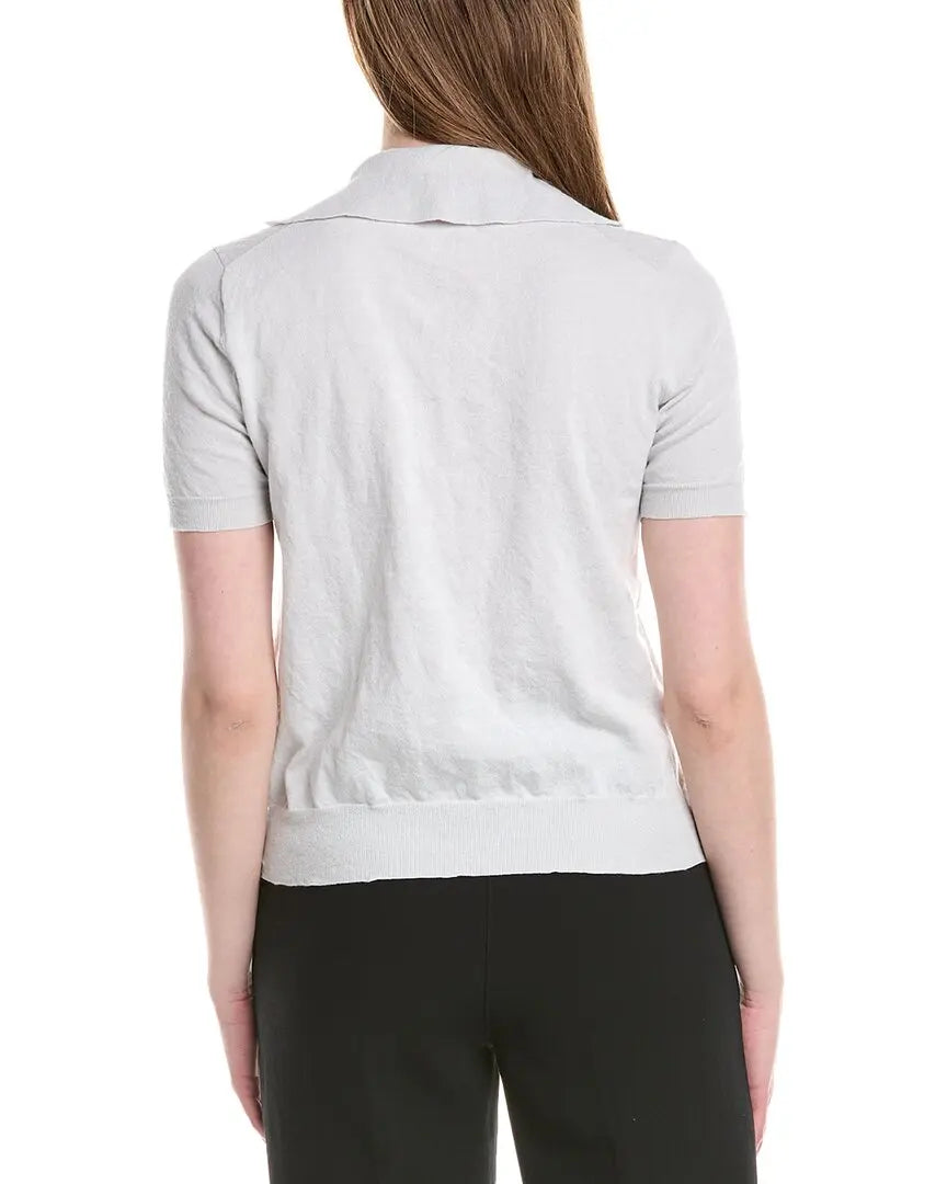 Lafayette 148 New York V-Neck Cashmere & Silk-Blend Polo Sweater