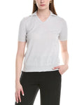 Lafayette 148 New York V-Neck Cashmere & Silk-Blend Polo Sweater