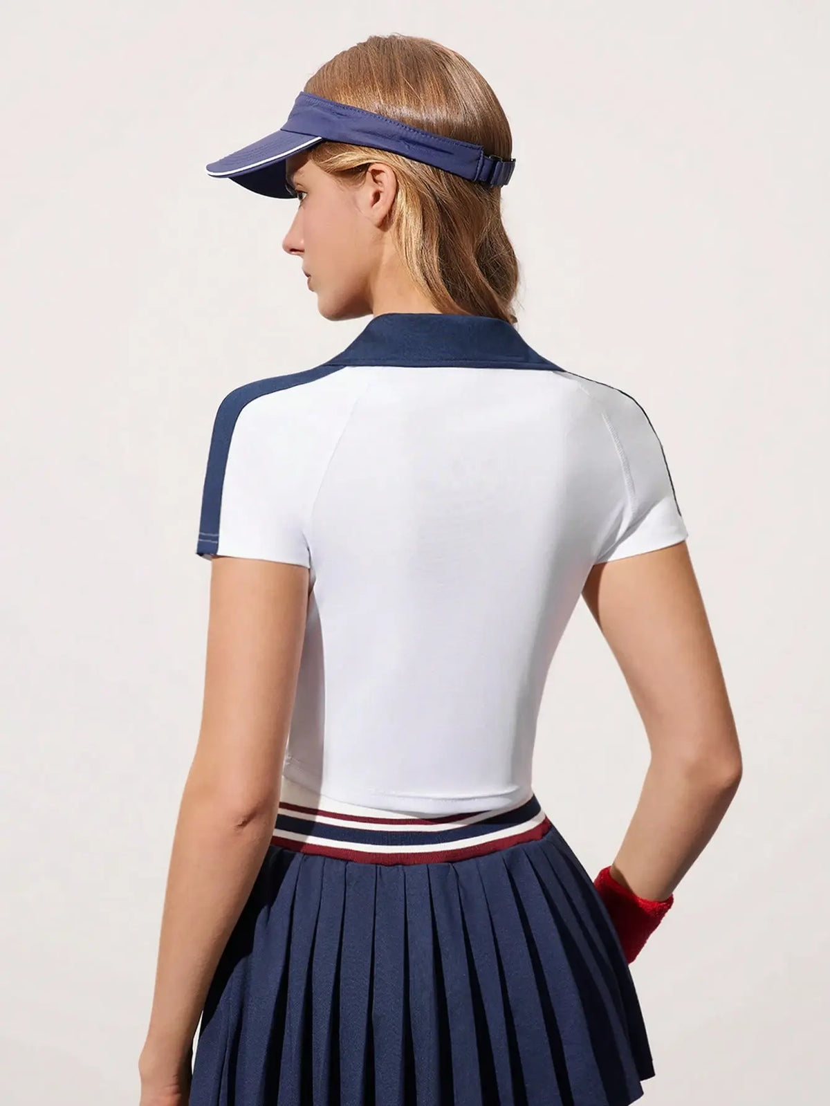LALUZ Women's Casual Polo Shirt Contrast Collar Shoulder Stripes Short Sleeve Button Down Top Everyday Fashion Activewear