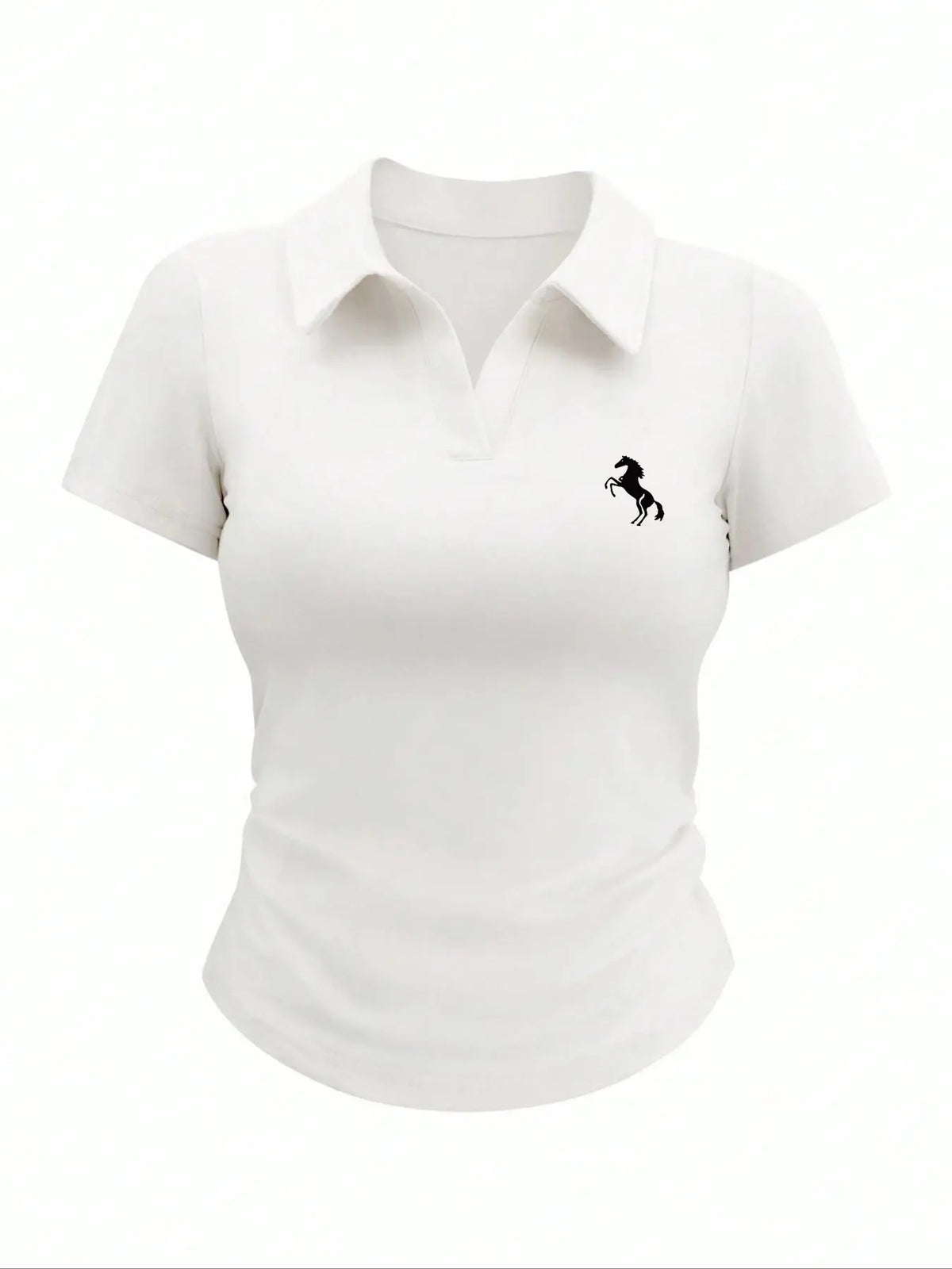 Women's Casual Slim Fit Short Sleeve Polo Neck Animal T-Shirt, Summer Fashion Top for Daily Wear, Stylish and Versatile Design