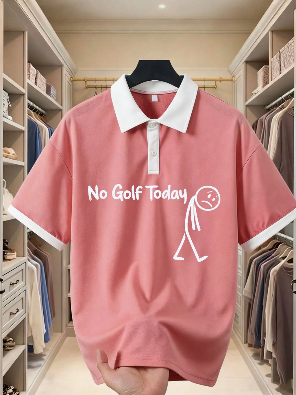 Funny Meme Graphic Polo Shirt, Unisex Short Sleeve Top, Animal Print, Loose-Fit, Sporty Style, 6 Colors, Golf Lover Humor
