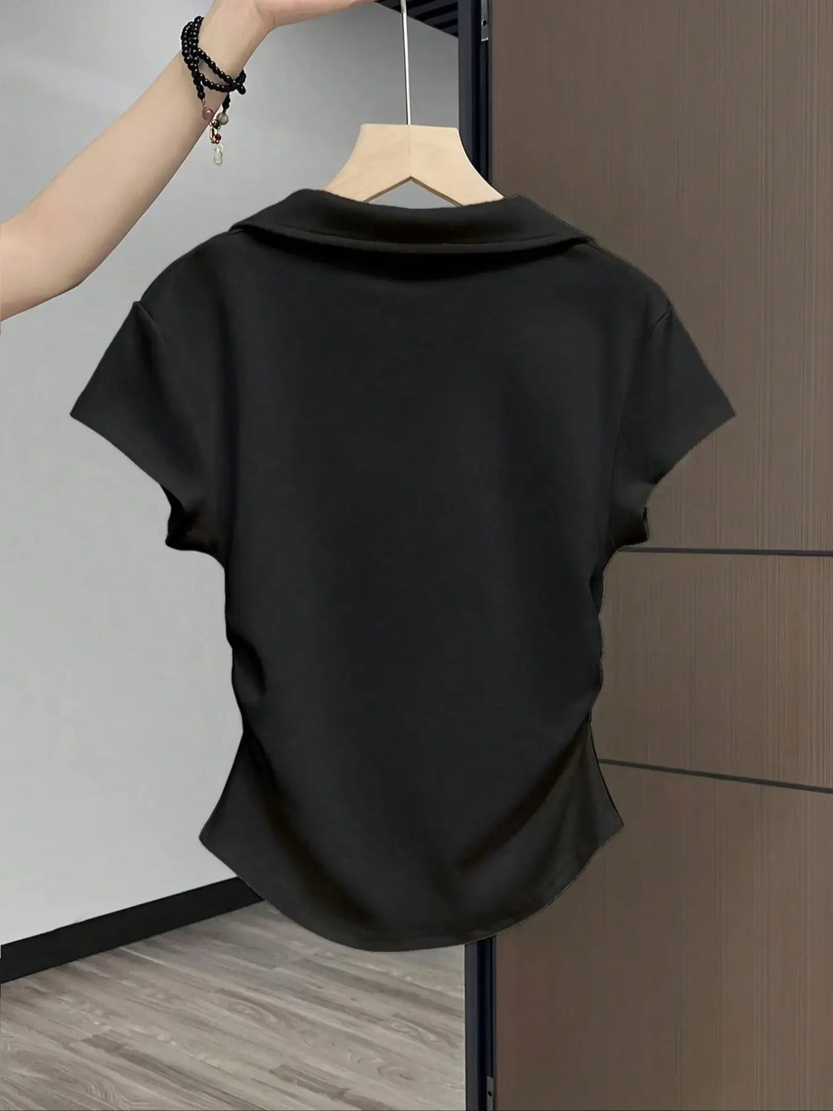 3-Pack Tulip Bow Embroidered Polo Short Sleeve T-Shirts, Waist Cinch Design, Fit, French Chic Style, Casual, Spring Summer Wear