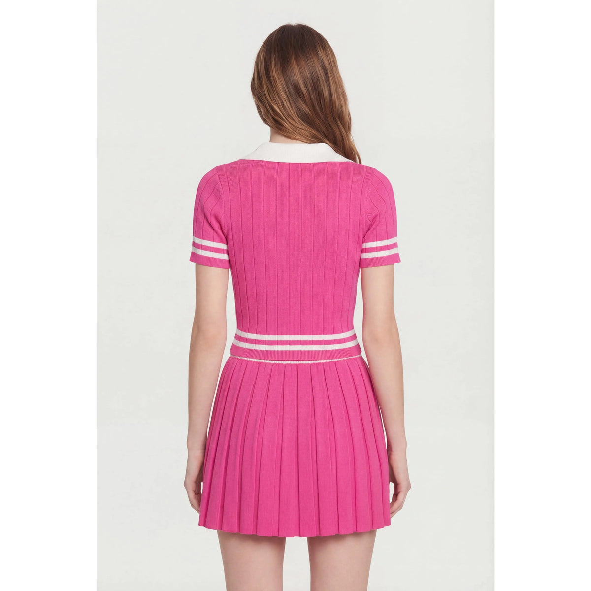 Initial B Varsity Stripe Crop Polo Top