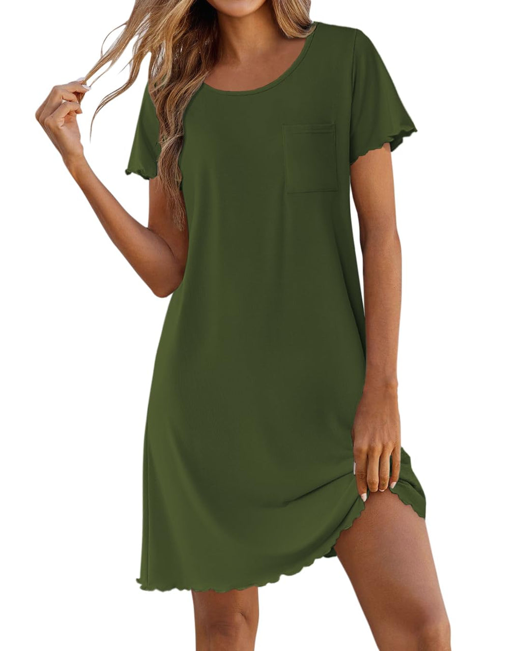 Ekouaer Bamboo Viscose Sleep Shirts for Women Short Sleeve Nightgowns