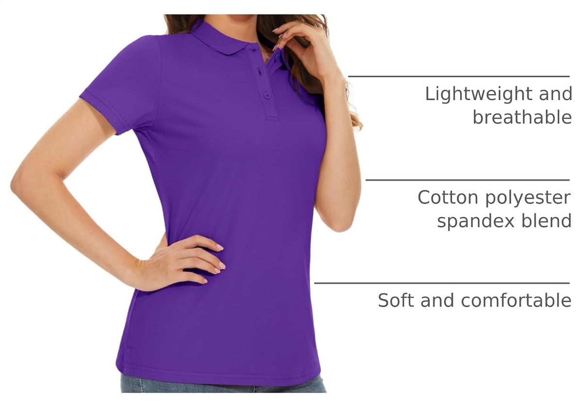 MAGCOMSEN Women's Polo Shirts 3-Button Short Sleeve Collared Tops Golf Tee Summer Cool Shirt Uniform Casual Shirts