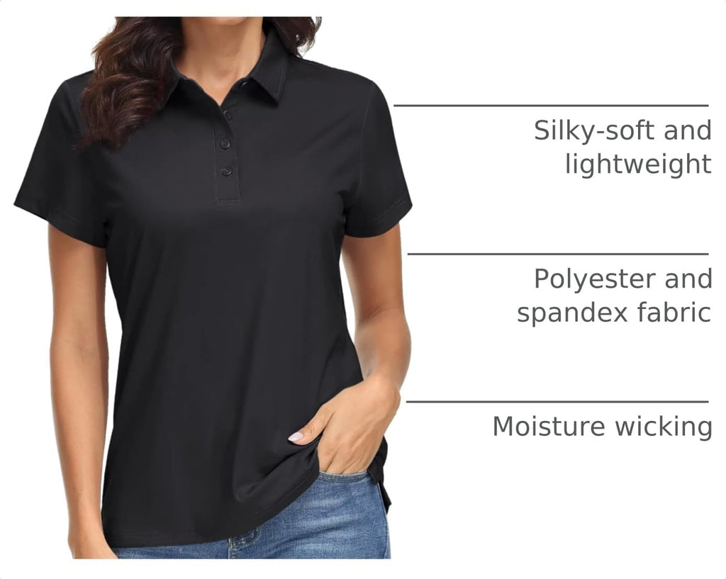 MAGCOMSEN Women's Polo Shirts UPF 50+ Short Sleeve Golf Shirt Quick Dry Sun Protection 4 Buttons Casual Work Collar Top