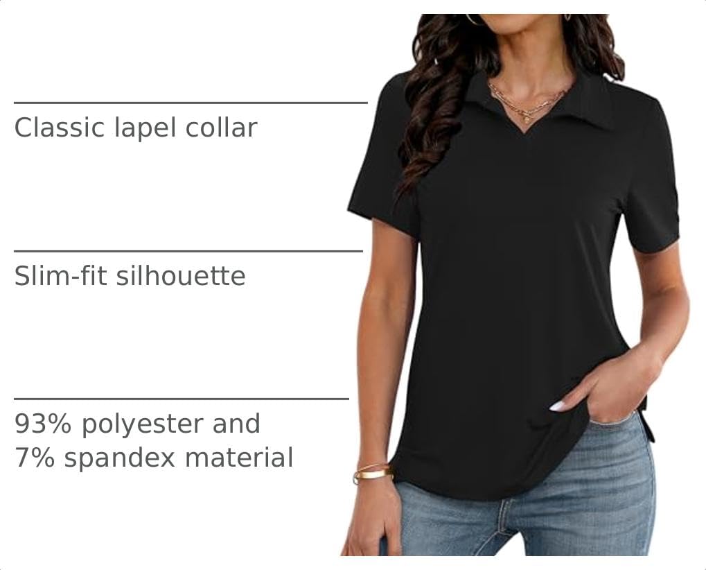 MK Shop Limited Polo Shirts for Women Golf V Neck Tops