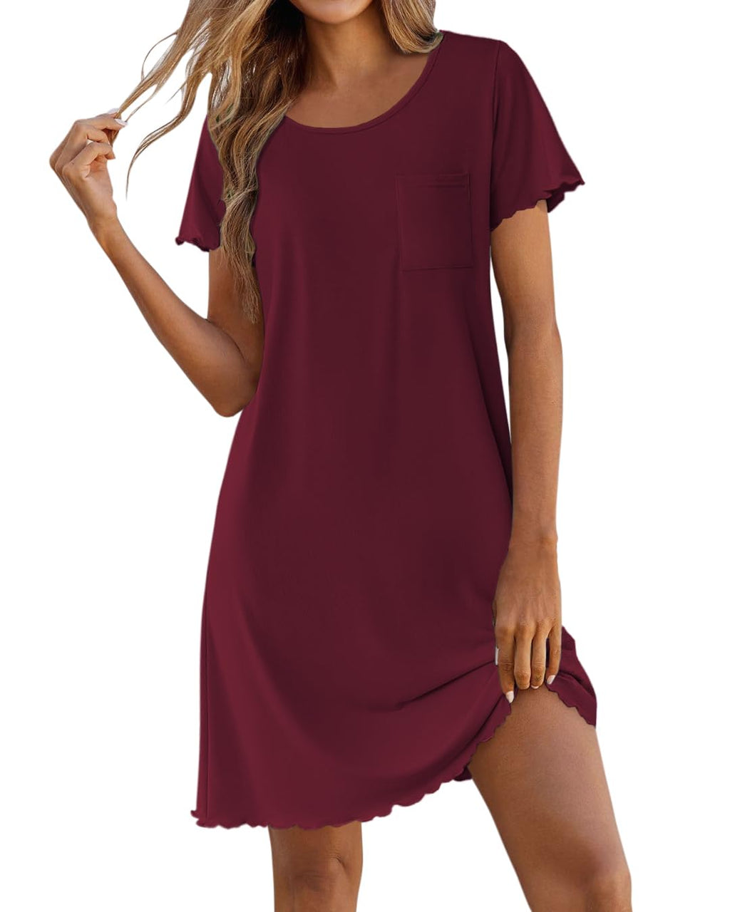 Ekouaer Bamboo Viscose Sleep Shirts for Women Short Sleeve Nightgowns