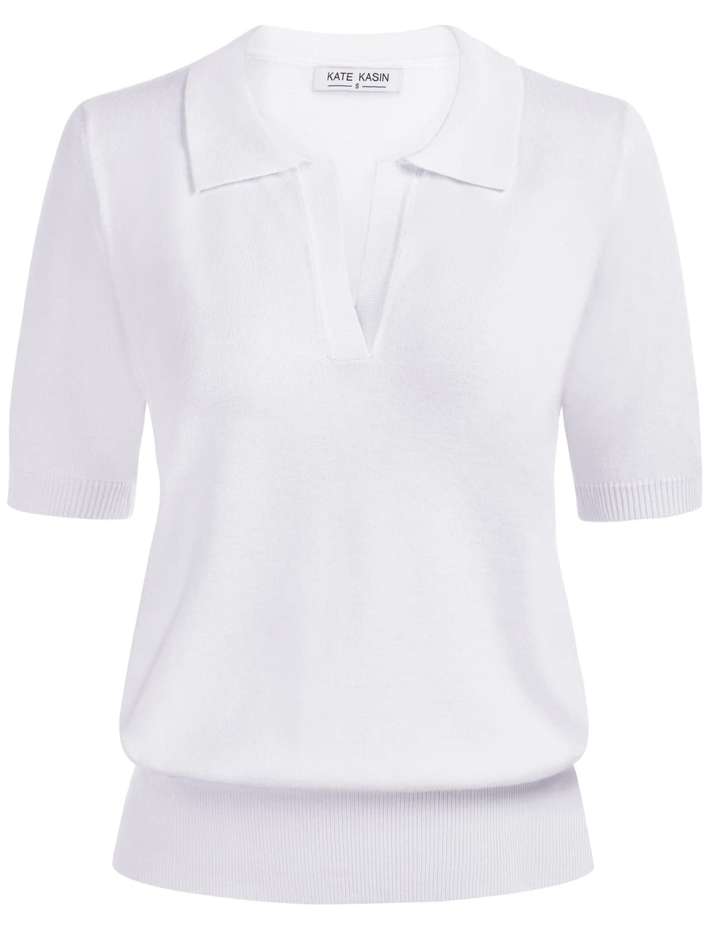 Women's Short Sleeve Classic V Neck Collared Casual Polo Sweater Tops