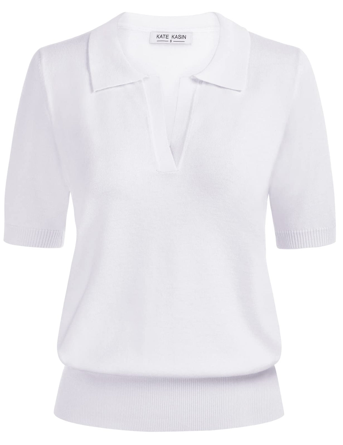 Women's Short Sleeve Classic V Neck Collared Casual Polo Sweater Tops