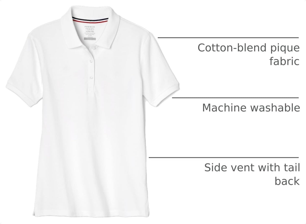 French Toast Women's Juniors' Short Sleeve Stretch Pique Polo Shirt