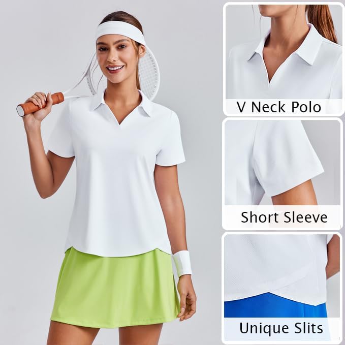 PINSPARK Womens Golf Shirt Short Sleeve Polos UPF 50+ Collared Tennis Tops