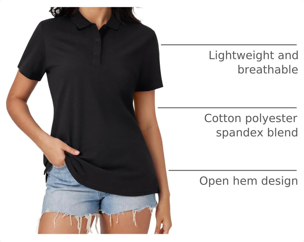 MAGCOMSEN Women's Polo Shirts 3-Button Short Sleeve Collared Tops Golf Tee Summer Cool Shirt Uniform Casual Shirts