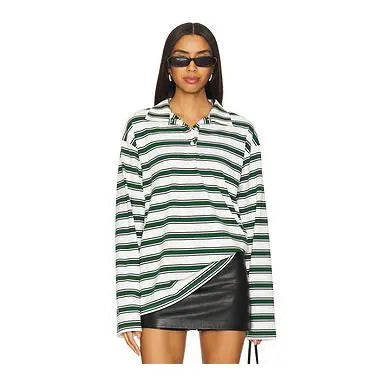 superdown Cailyn Polo Top in White & Green
