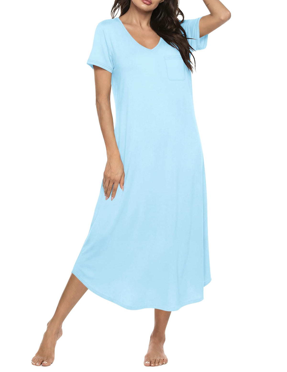 Ekouaer Long Nightgowns for Women Bamboo Viscose Short Sleeve Sleepshirt