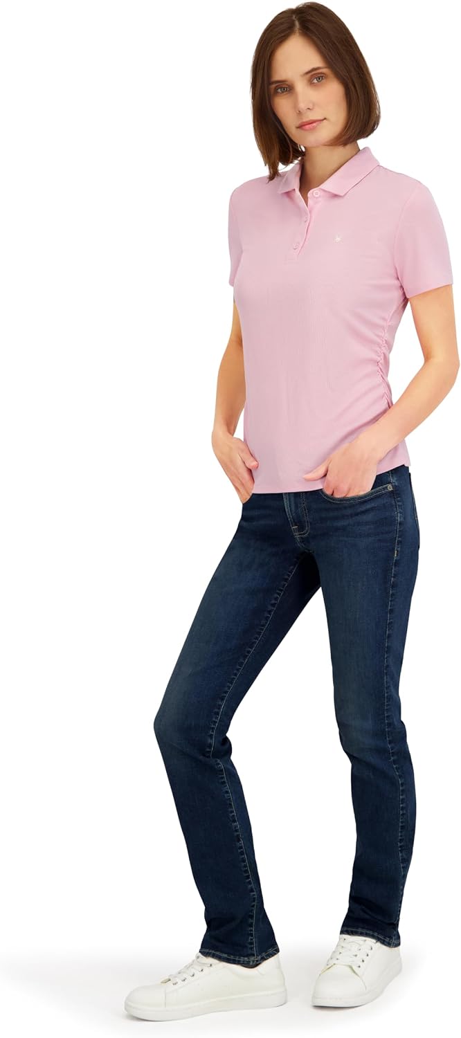 Spyder Women's Ribbed Jersey Short Sleeve Polo Top