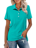 TICTICMISS Womens Polo Shirts Short Sleeve Button Collared Summer Tops