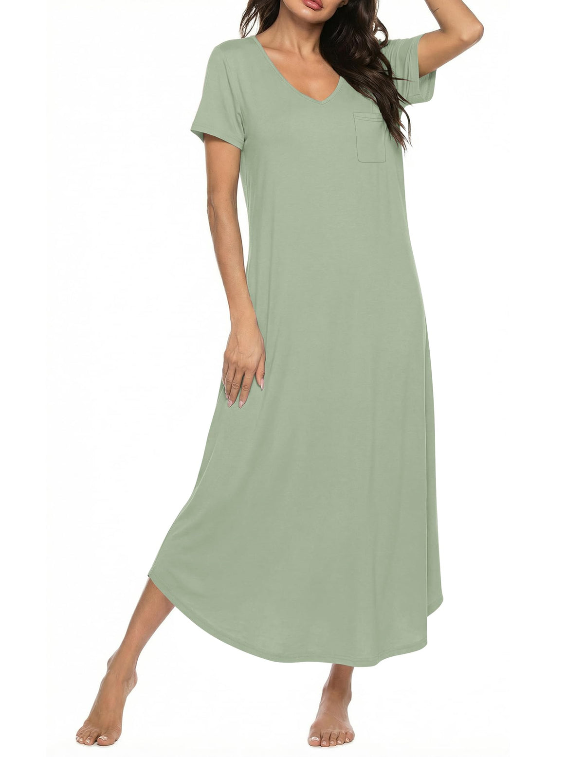 Ekouaer Long Nightgowns for Women Bamboo Viscose Short Sleeve Sleepshirt