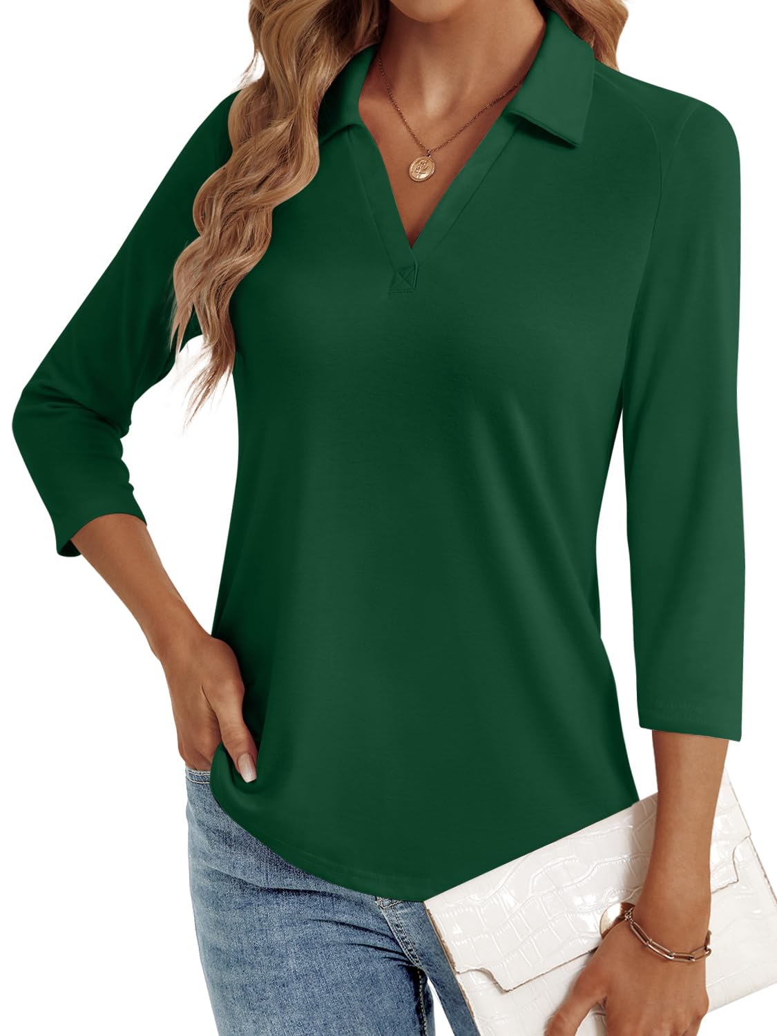 LYHIPSS 3/4 Length Sleeve Womens Tops Dressy Casual Business Blouses