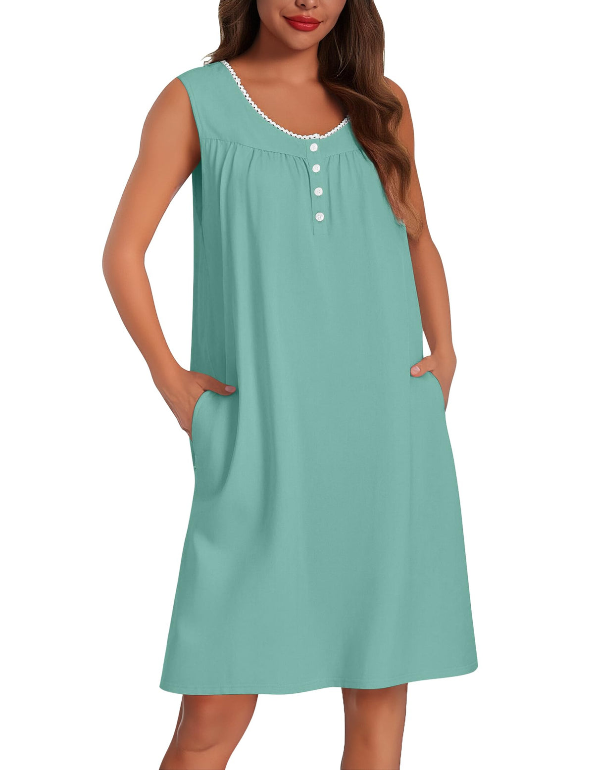 Ekouaer Cotton Nightgowns for Women Tank Sleeveless Night Gowns