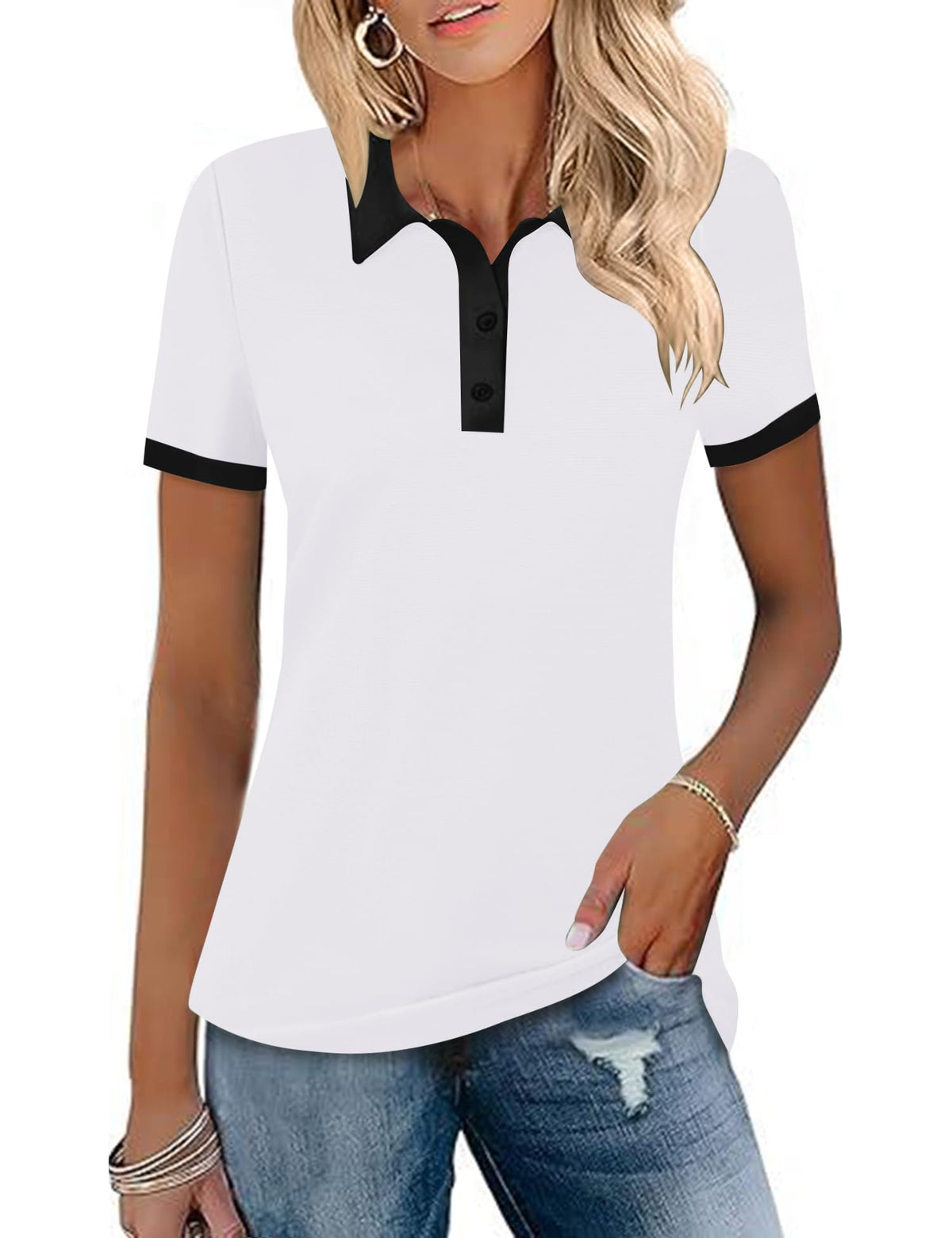 LOMON Womens Golf Polo Shirts Short Sleeve Collared Tops Tennis Activewear