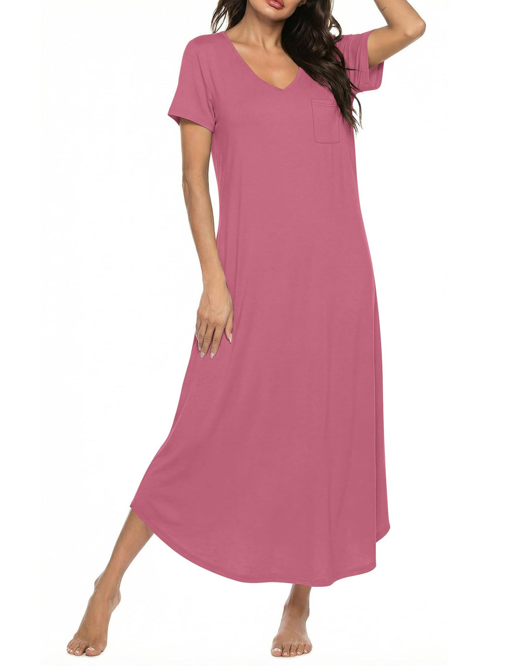 Ekouaer Long Nightgowns for Women Bamboo Viscose Short Sleeve Sleepshirt