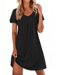 Ekouaer Nightgowns for Women Short Sleeve House Dress Pleated Night Gown
