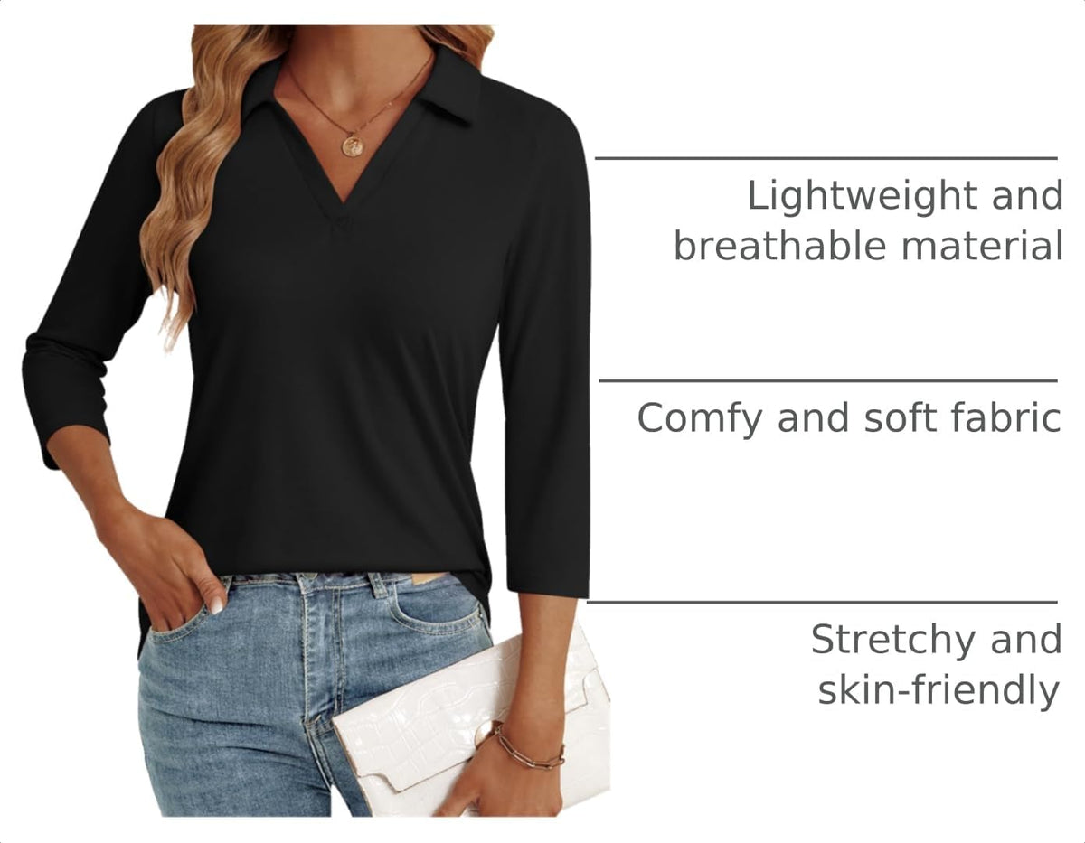 LYHIPSS 3/4 Length Sleeve Womens Tops Dressy Casual Business Blouses