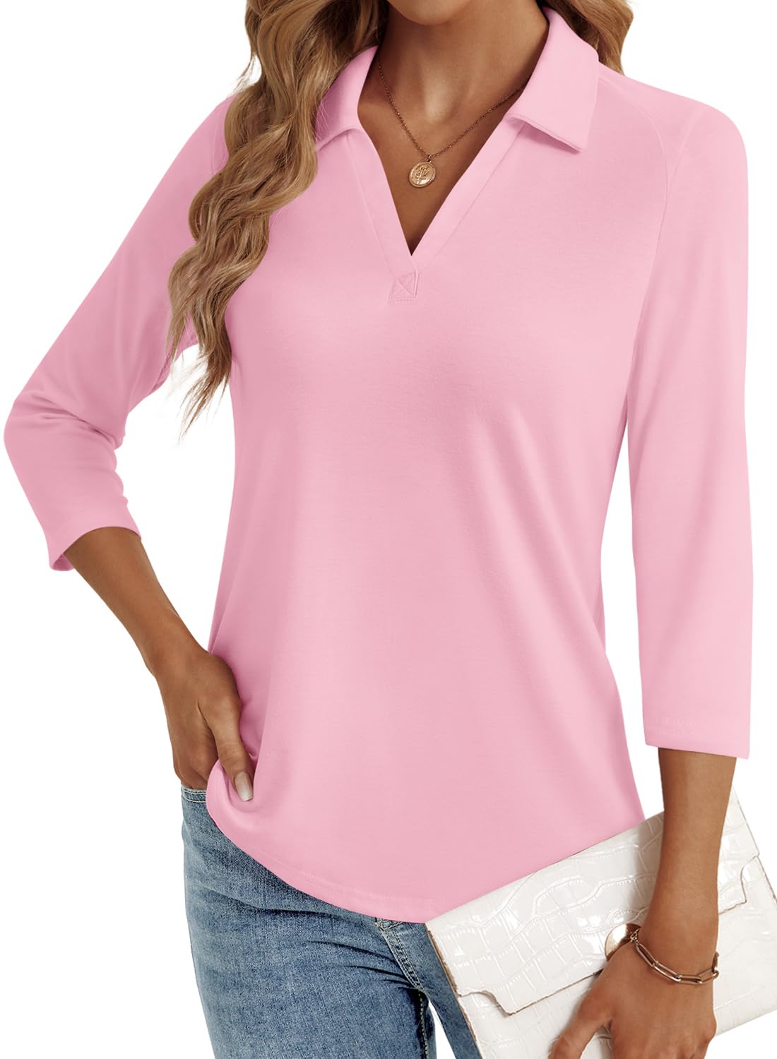 LYHIPSS 3/4 Length Sleeve Womens Tops Dressy Casual Business Blouses