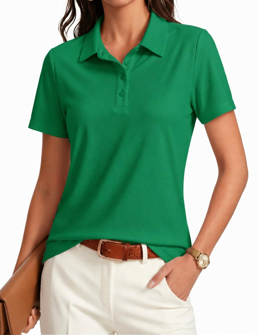 PINSPARK Womens Golf Shirt 4-Button UPF 50+ Quick Dry Collared Polo Shirts
