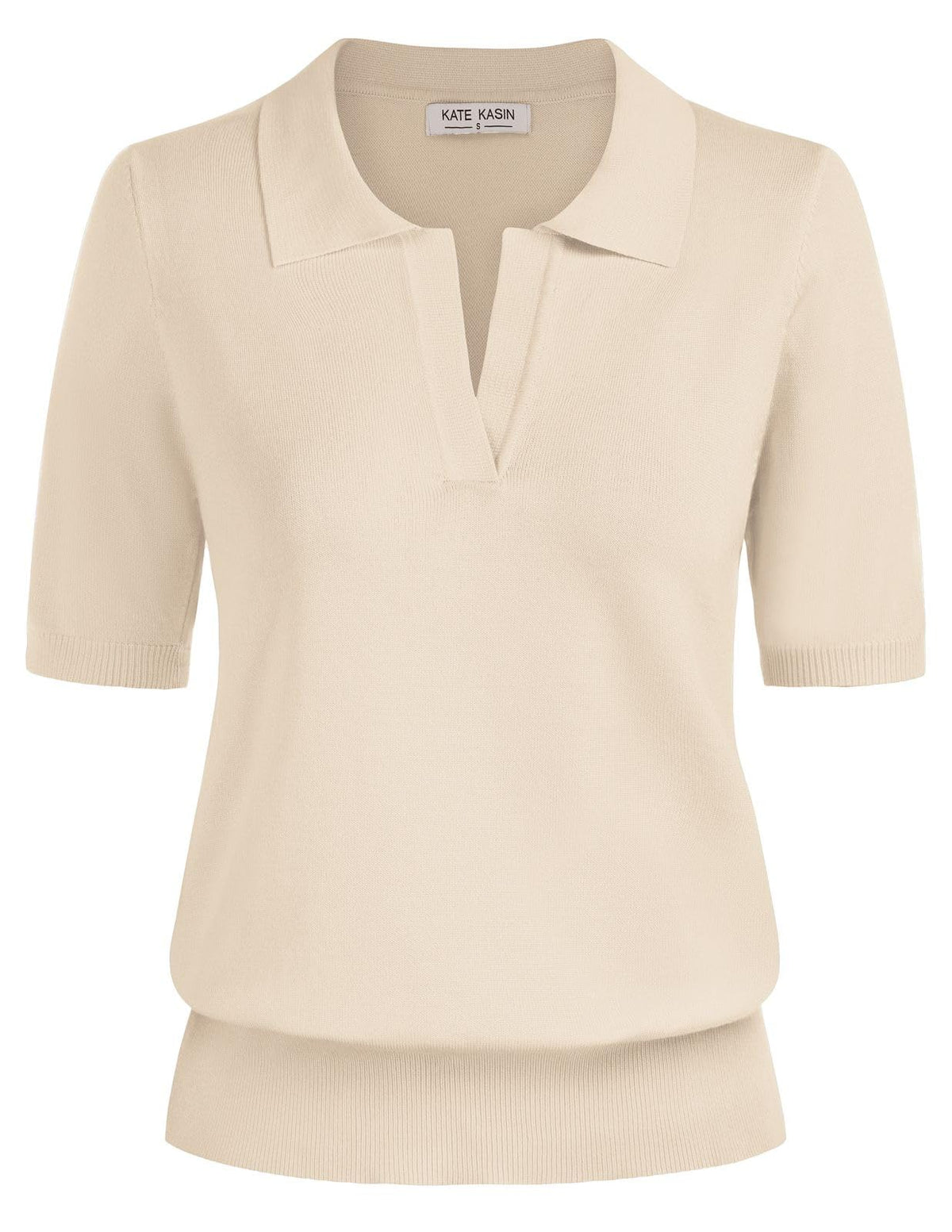 Women's Short Sleeve Classic V Neck Collared Casual Polo Sweater Tops