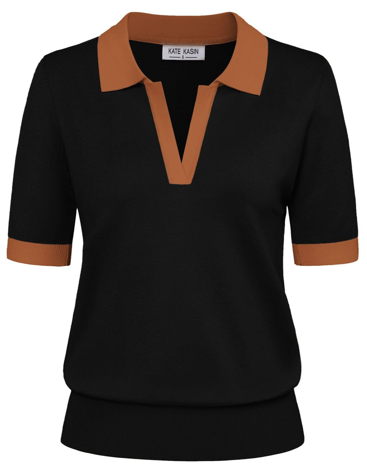 Women's Short Sleeve Classic V Neck Collared Casual Polo Sweater Tops