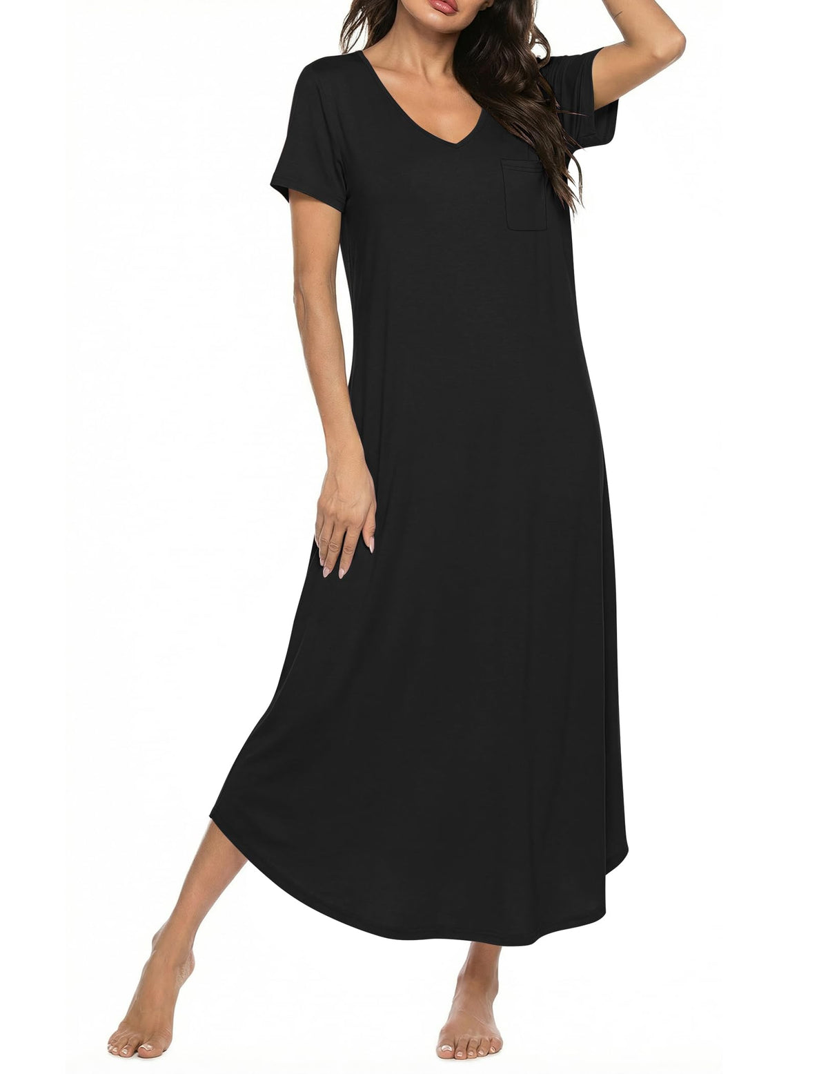 Ekouaer Long Nightgowns for Women Bamboo Viscose Short Sleeve Sleepshirt