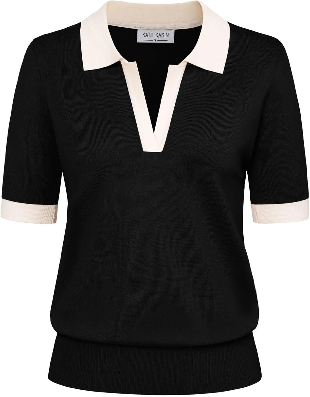 Women's Short Sleeve Classic V Neck Collared Casual Polo Sweater Tops