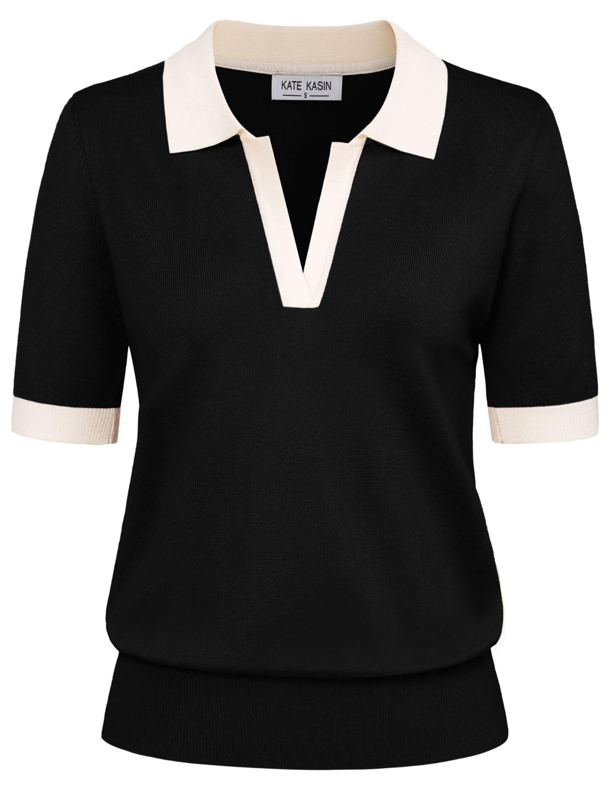 Women's Short Sleeve Classic V Neck Collared Casual Polo Sweater Tops