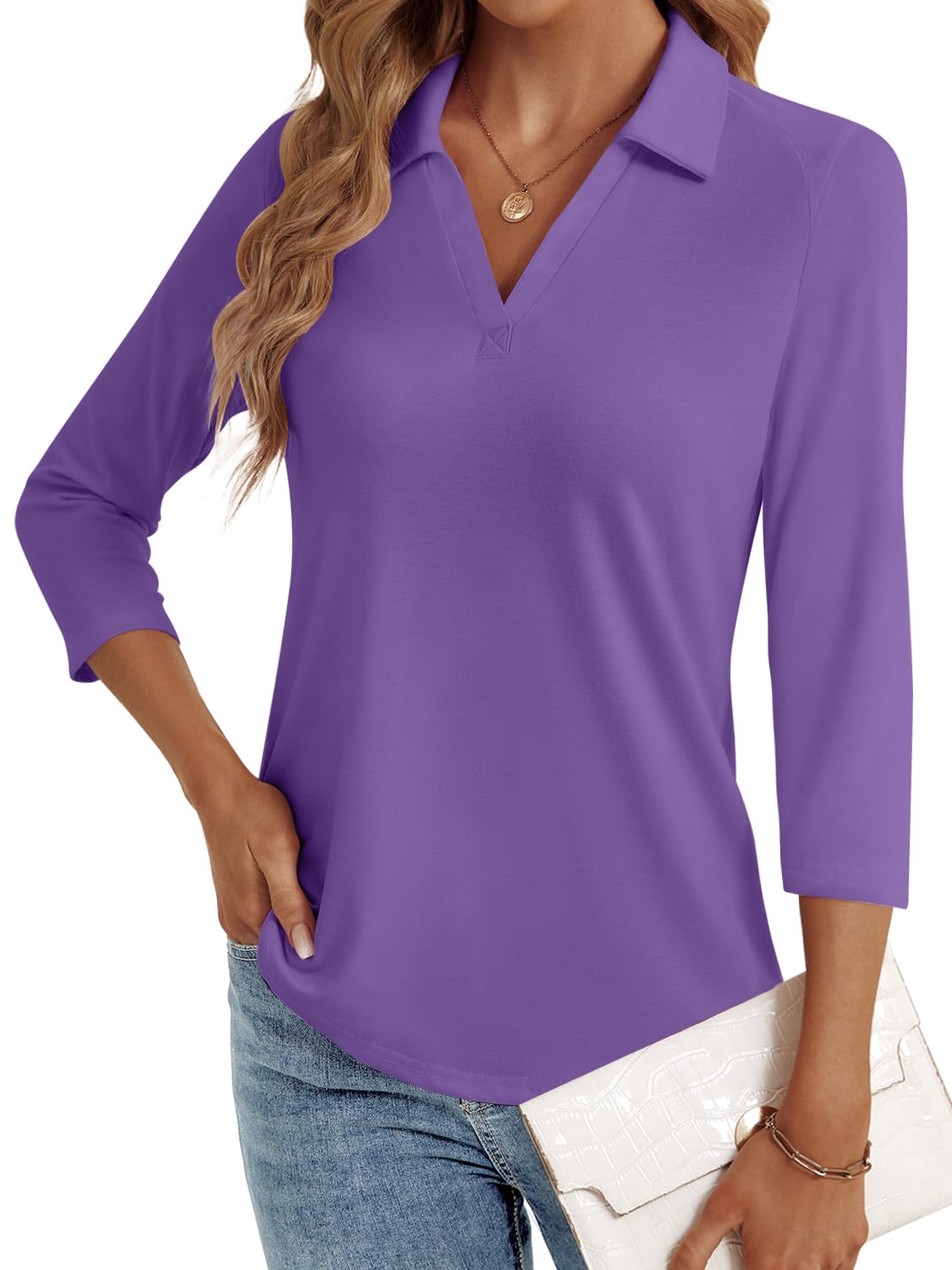 LYHIPSS 3/4 Length Sleeve Womens Tops Dressy Casual Business Blouses