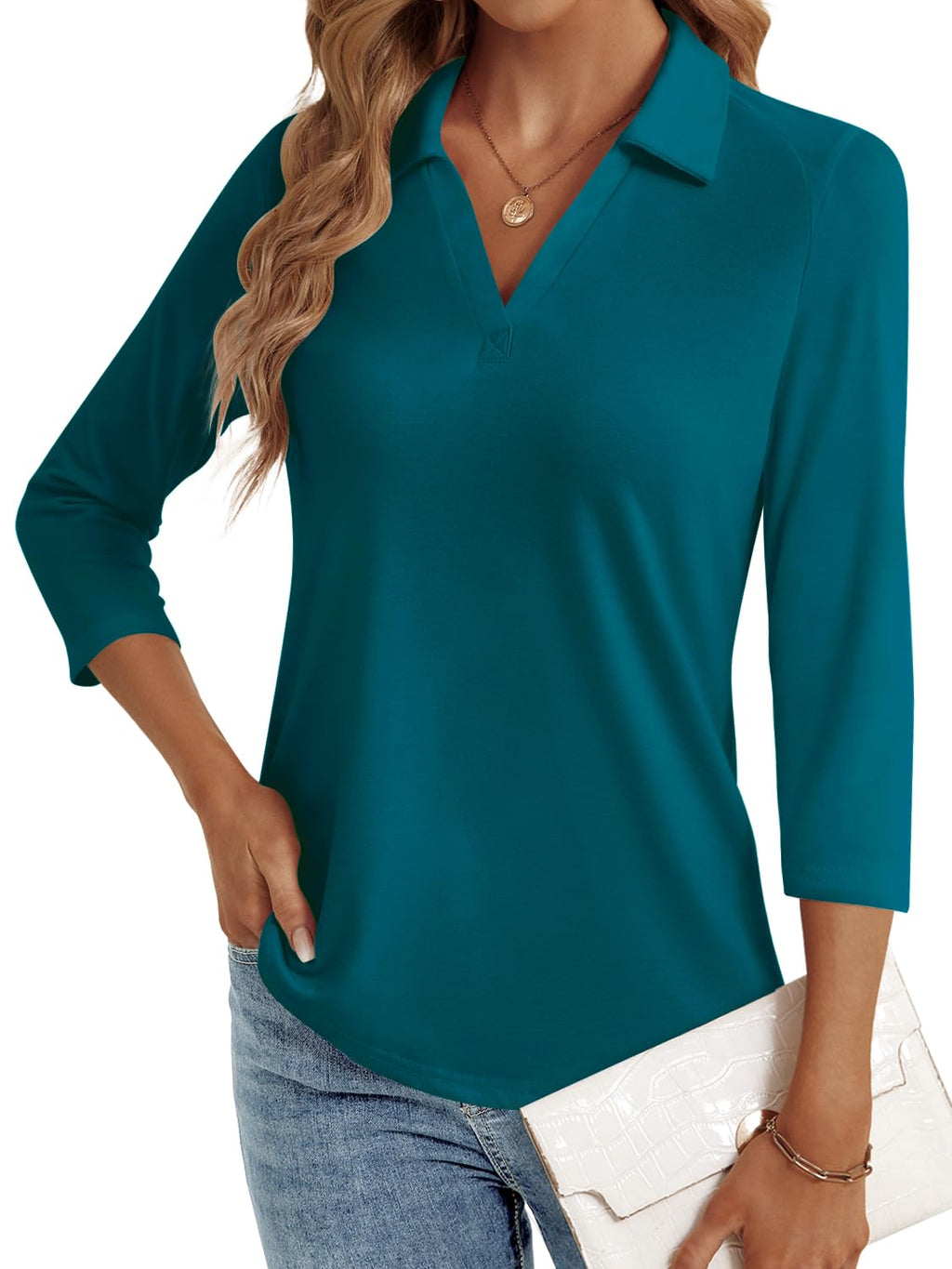 LYHIPSS 3/4 Length Sleeve Womens Tops Dressy Casual Business Blouses