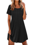 Ekouaer Nightgowns for Women Pleated Nightshirts Short Sleeve Sleepshirts
