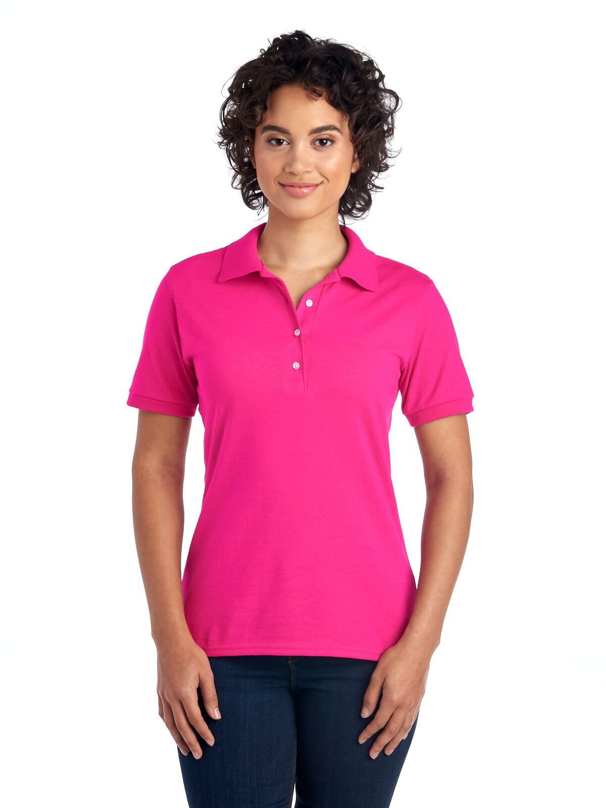 Jerzees Women's Dri Power Cotton Blend Short Sleeve Polo Shirts, Moisture Wicking for All Day Comfort