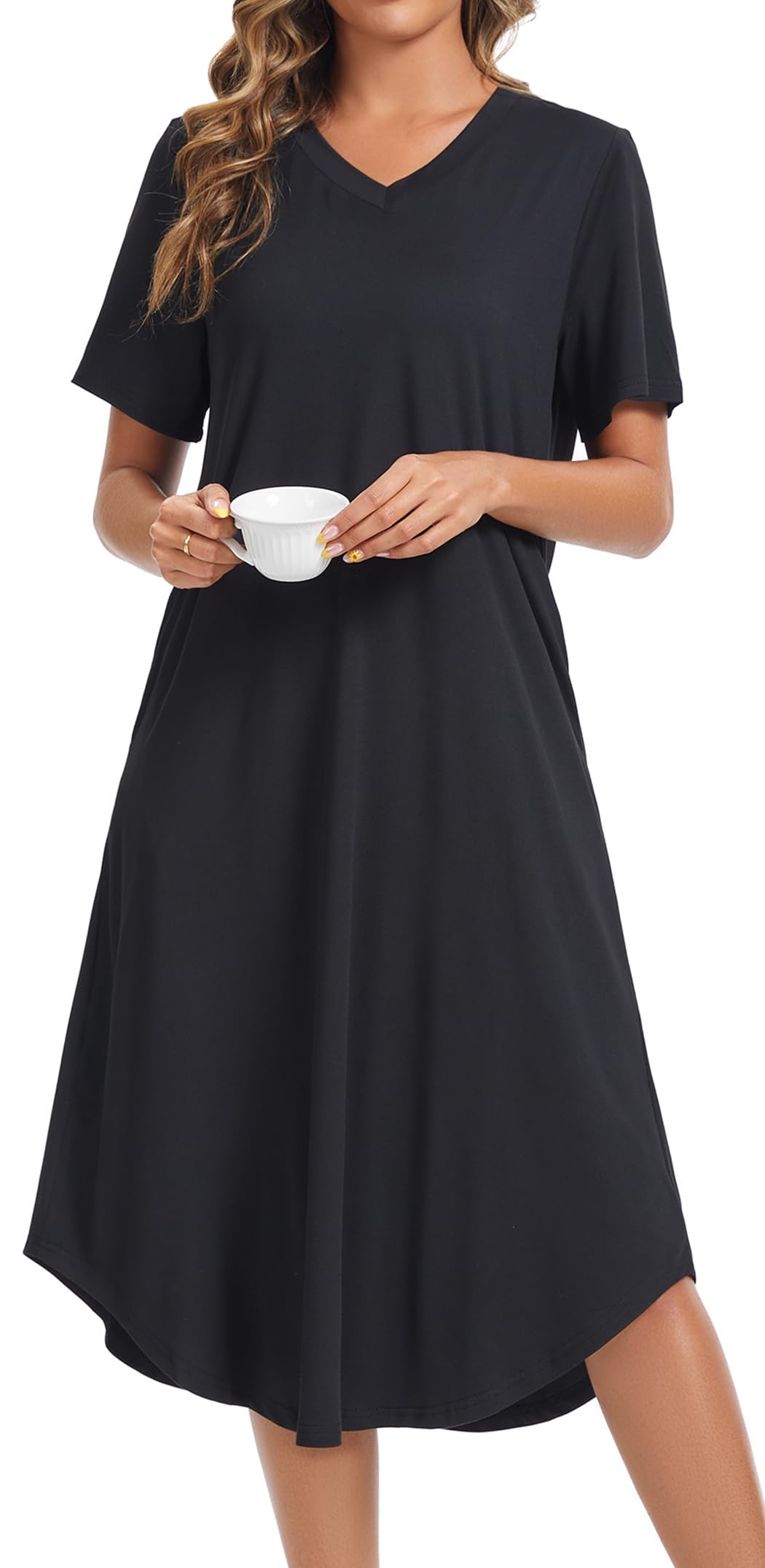 Kabento Womens Short Sleeve Long Nightgowns Sleepwear