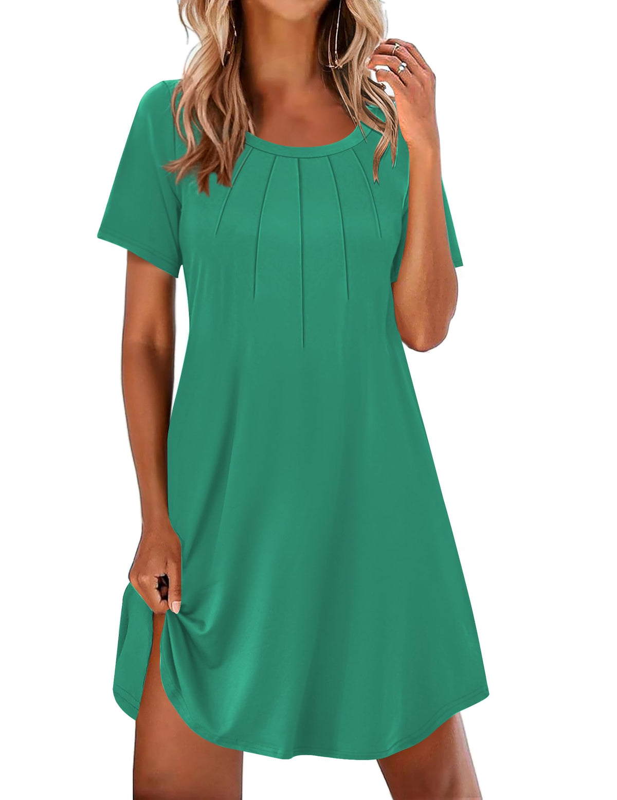 Ekouaer Nightgowns for Women Pleated Nightshirts Short Sleeve Sleepshirts