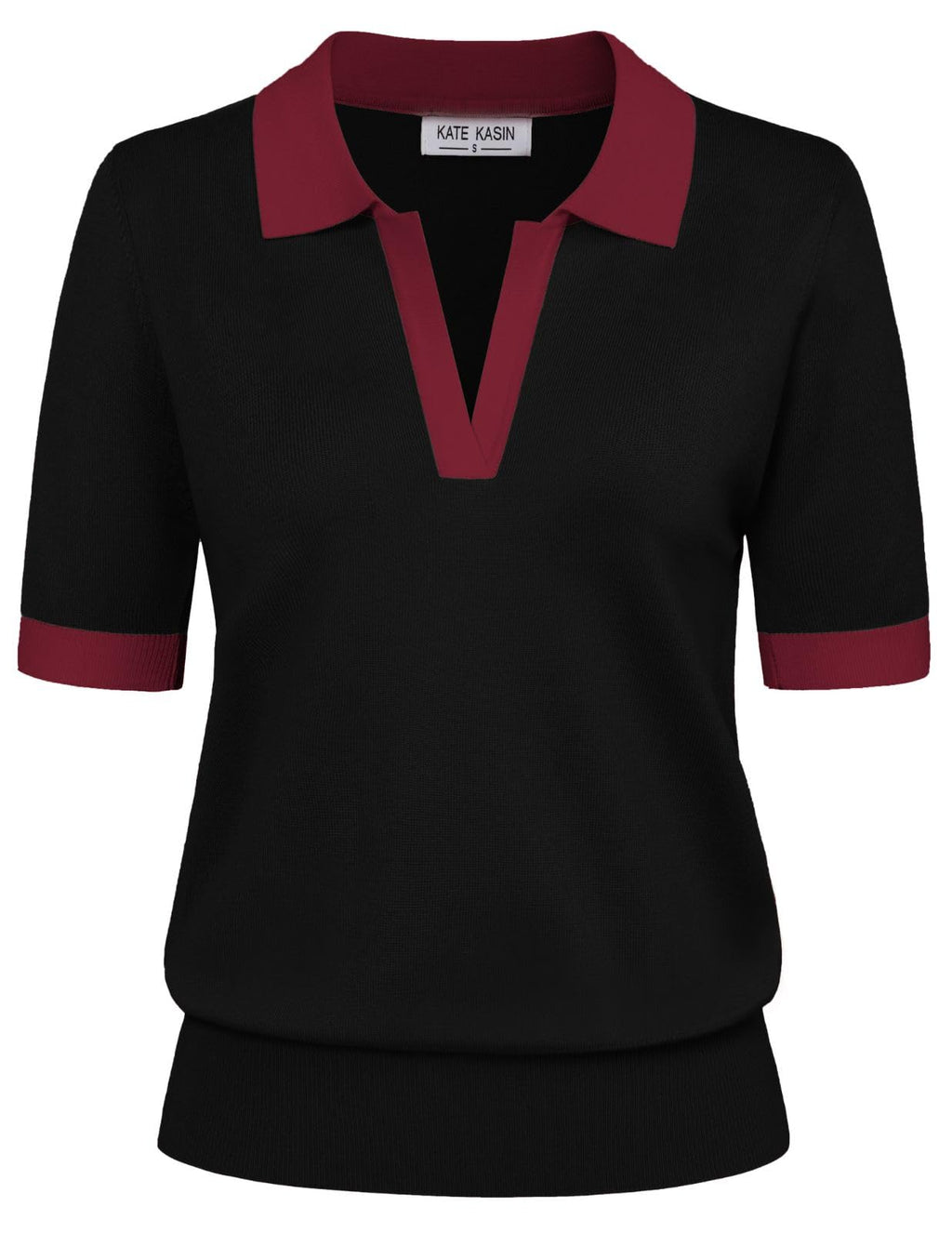 Women's Short Sleeve Classic V Neck Collared Casual Polo Sweater Tops