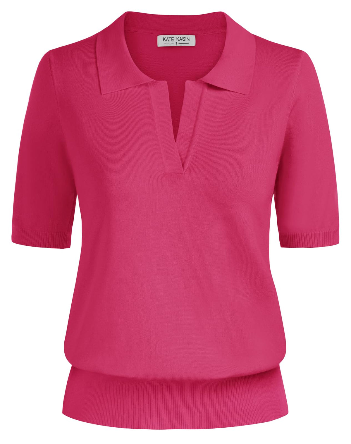 Women's Short Sleeve Classic V Neck Collared Casual Polo Sweater Tops