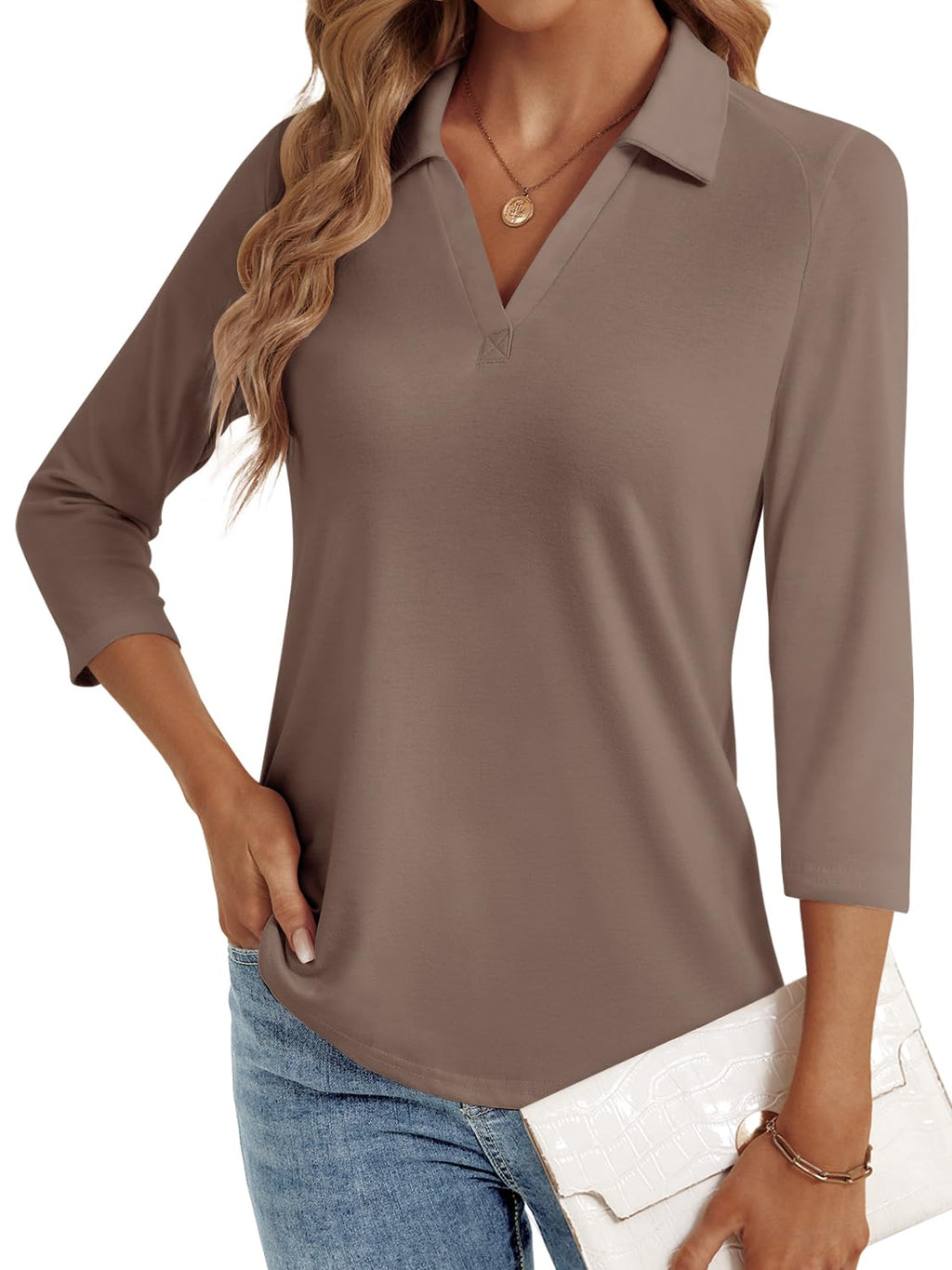 LYHIPSS 3/4 Length Sleeve Womens Tops Dressy Casual Business Blouses
