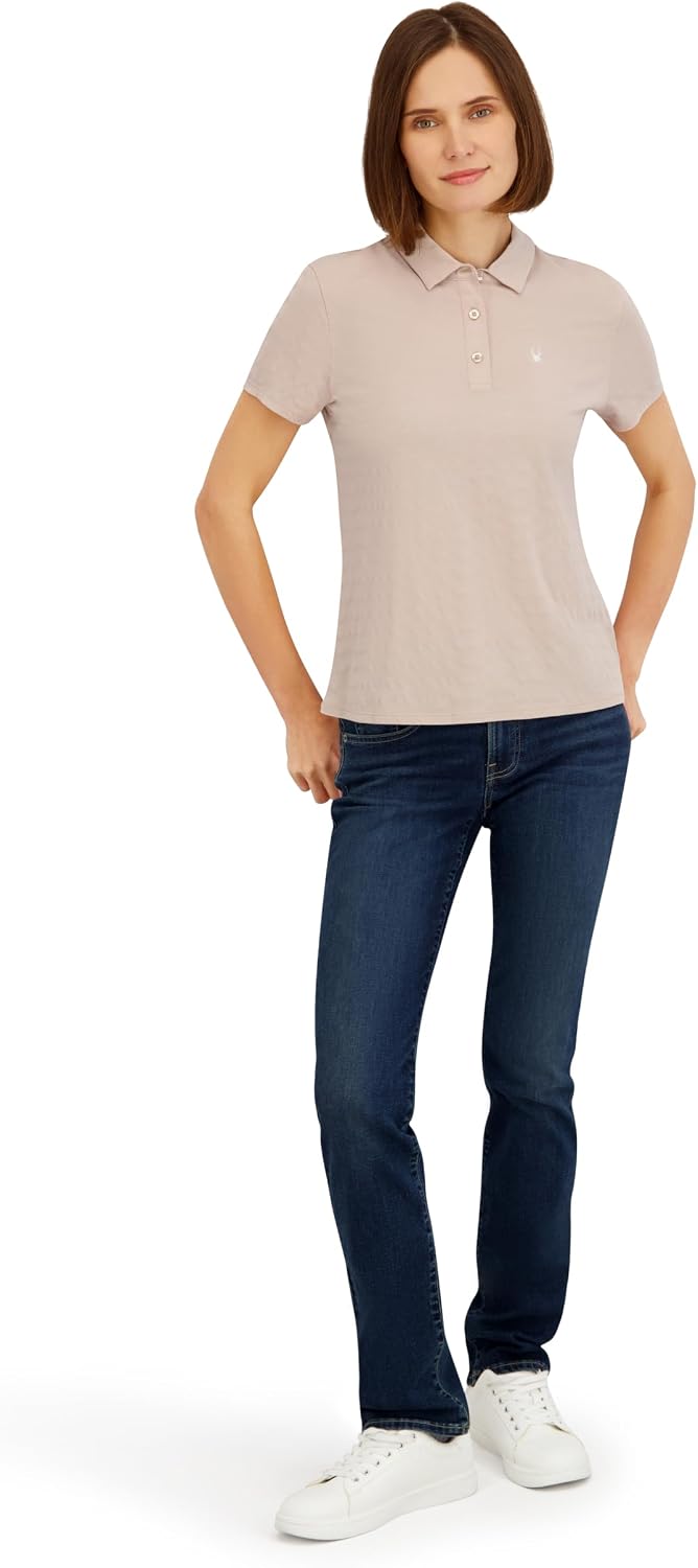 Spyder Women's Jacquard Stripe Short Sleeve Polo Top
