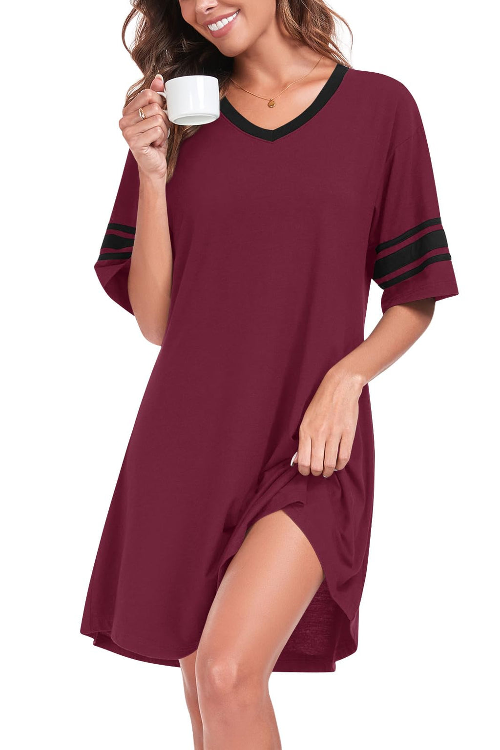 REGAI Women's Nightgowns Short Sleeve Soft Sleepshirt