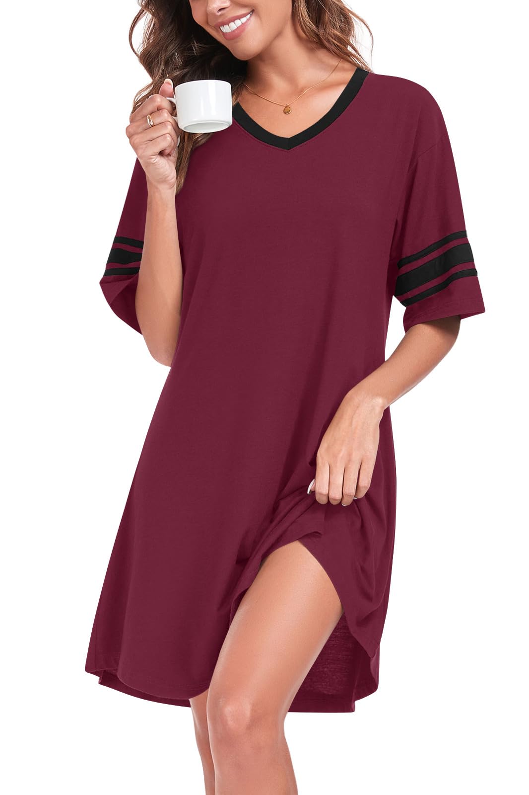 REGAI Women's Nightgowns Short Sleeve Soft Sleepshirt
