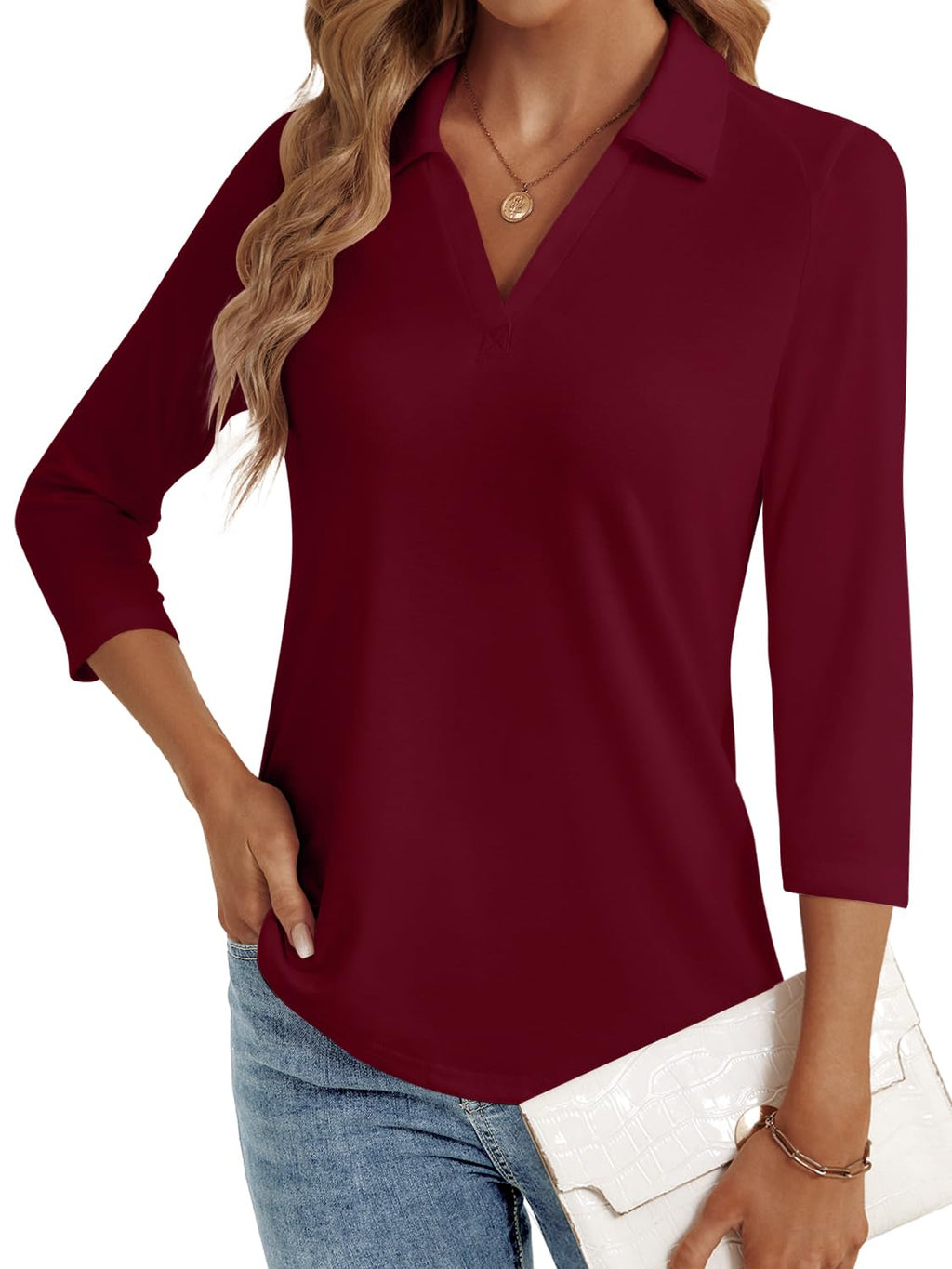 LYHIPSS 3/4 Length Sleeve Womens Tops Dressy Casual Business Blouses