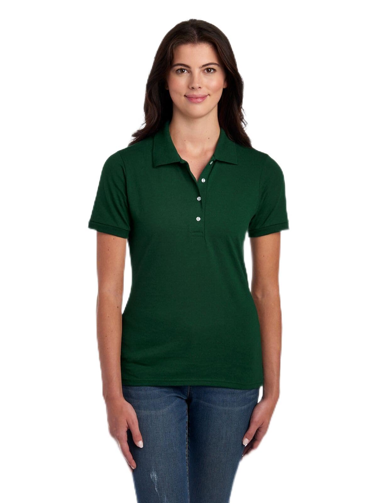 Jerzees Women's Dri Power Cotton Blend Short Sleeve Polo Shirts, Moisture Wicking for All Day Comfort
