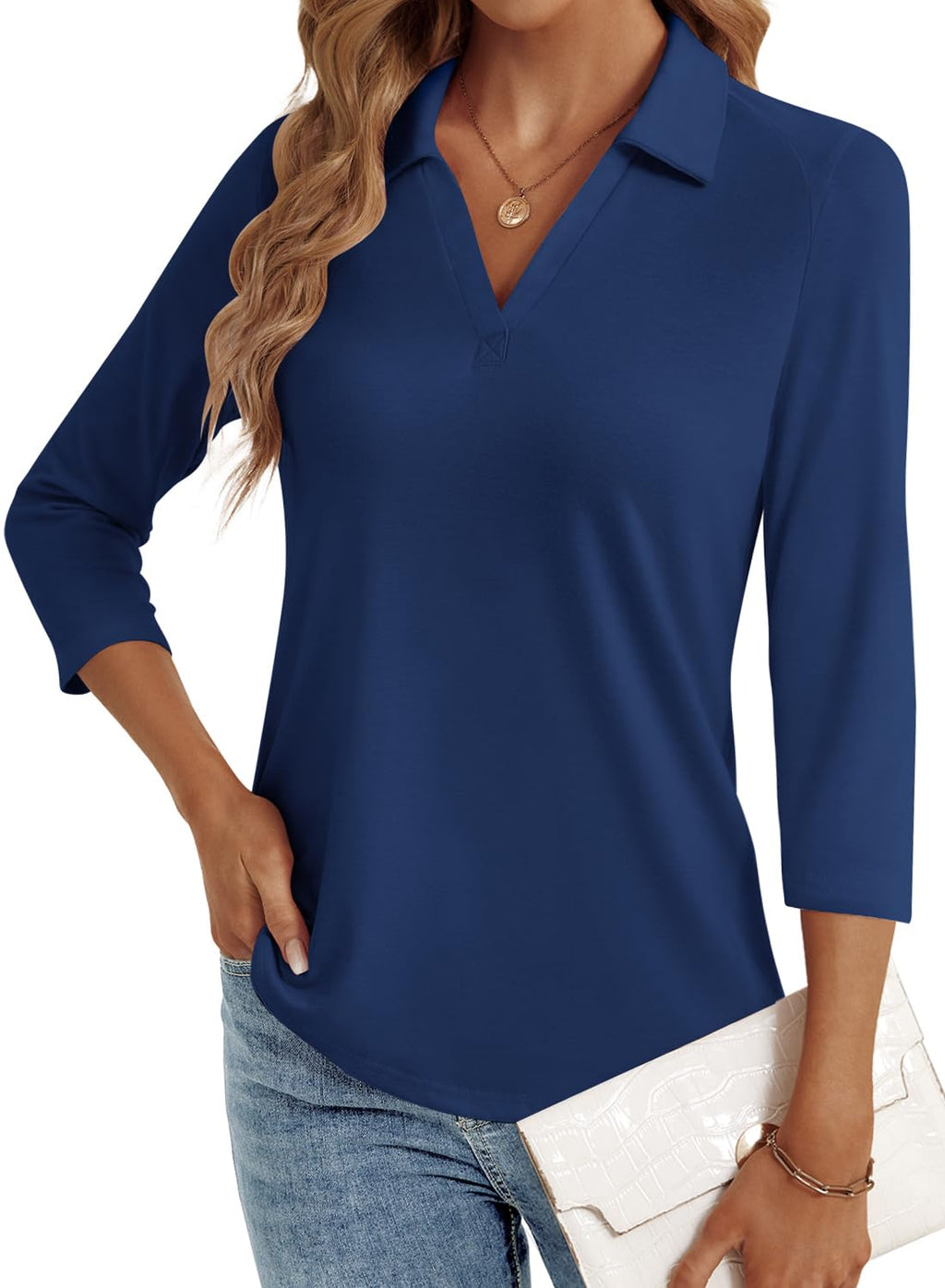 LYHIPSS 3/4 Length Sleeve Womens Tops Dressy Casual Business Blouses